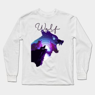 Double exposure Wolf with forest landscape Long Sleeve T-Shirt